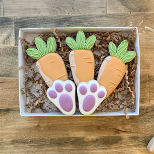 3 pack Cookie Gift Boxes - Carrots and Bunny Feet Easter Cookies